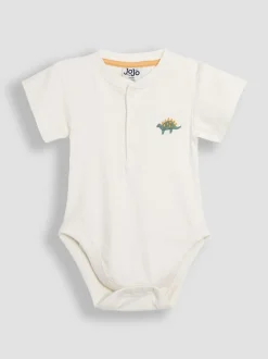 Lot de 2 bodys JoJo Maman Bébé Stegosaurus et unis à manches courtes