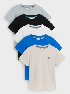 Lot de 5 t-shirts Paul Smith Junior bleu/blanc/gris Signature garçon