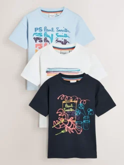 Lot de 3 T-shirts Paul Smith Junior Graphique bleu/blanc/noir