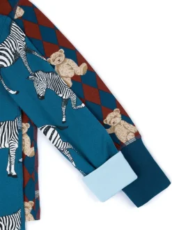 Lot de deux pyjamas longs Chelsea Peers pour enfant à losanges ours et zèbre