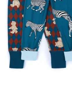 Lot de deux pyjamas longs Chelsea Peers pour enfant à losanges ours et zèbre