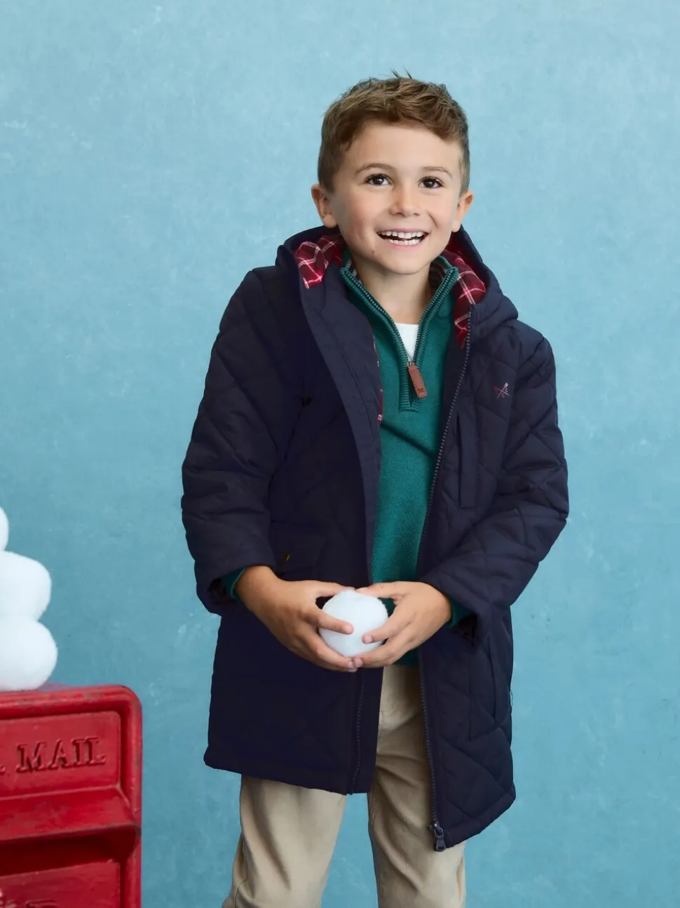 Manteau courtepointe à capuche Crew Clothing