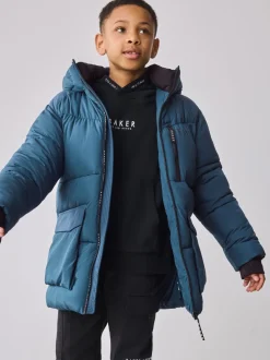 Manteau matelassé Baker by Ted Baker bleu imperméable à mi-longueur