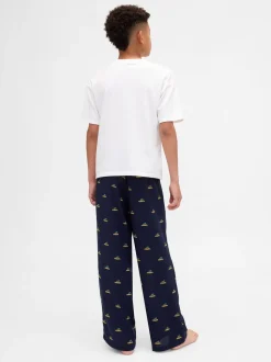 marine - Bas de pyjama Gap en flanelle assorti (5-13ans)