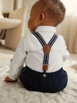 marine - Bébé Chemises Pantalons et Bretelles 4 Pieces (0mois-2ans)