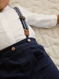 marine - Bébé Chemises Pantalons et Bretelles 4 Pieces (0mois-2ans)
