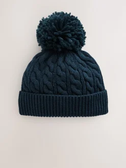 marine - Chapeau en maille bébé avec pompon (0mois-2ans)