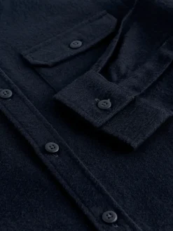 marine - Chemise unie à manches longues à double poche (3-16ans)