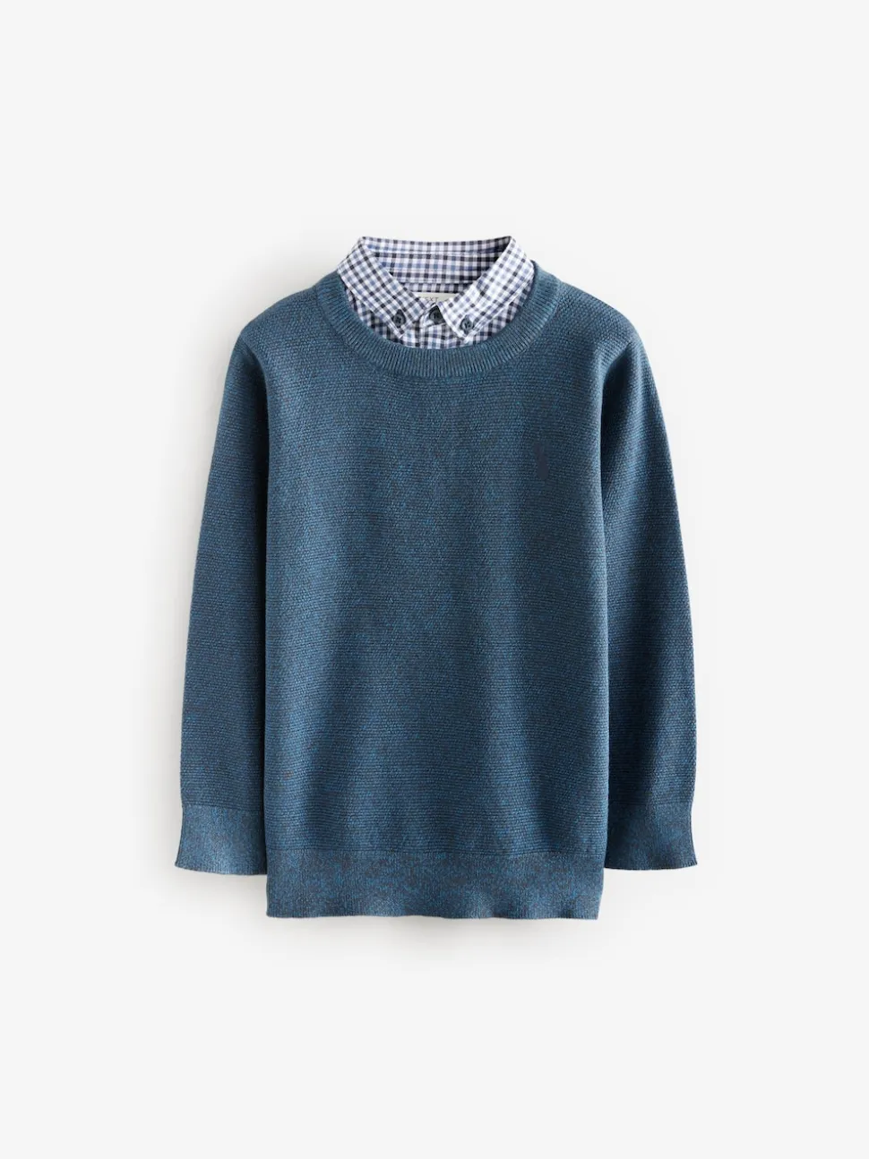 marine - Chemises Vichy et Col rond 100% Cotton Pull (3-16yrs)