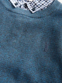 marine - Chemises Vichy et Col rond 100% Cotton Pull (3-16yrs)