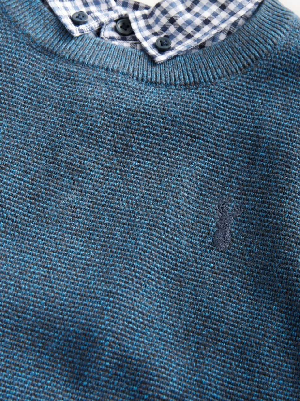 marine - Chemises Vichy et Col rond 100% Cotton Pull (3-16yrs)