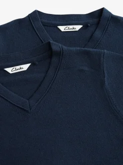 marine - Lot de 2 pulls Clarks unisexes en maille pour l’école