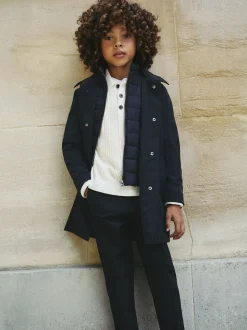 marine - Manteau hybride amovible à col cheminée Reiss Logan