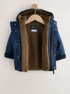 marine - Manteau matelassé doublé Borg (3mois à7ans)