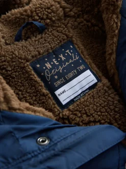 marine - Manteau matelassé doublé Borg (3mois à7ans)