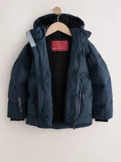 marine - Manteau rembourré doublé en micropolaire Résistant à la douche (3-17ans)