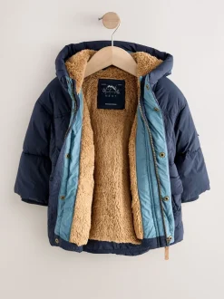 marine - Manteau rembourré doublé Borg Résistant à la douche (3mois-7ans)