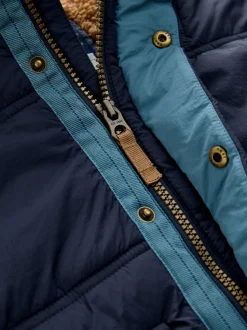 marine - Manteau rembourré doublé Borg Résistant à la douche (3mois-7ans)