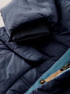 marine - Manteau rembourré doublé Borg Résistant à la douche (3mois-7ans)