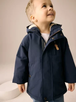 marine - Parka imperméable doublée de borg (3mois-7ans)