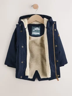 marine - Parka imperméable doublée de borg (3mois-7ans)
