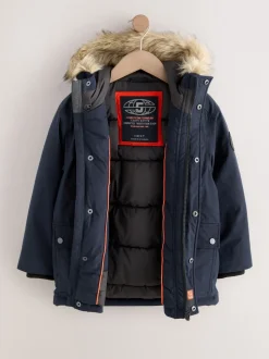 marine - Parka épaisse Résistant à la douche bordée de fausse fourrure (3-16ans)