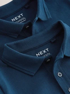 marine - Polos en coton à manches courtes pour l'école, lot de 2 (3-16ans)