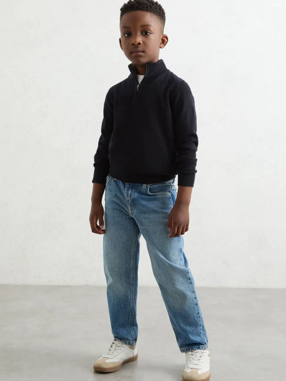 marine - Pull Reiss Blackhall à quart de zip en laine mérinos