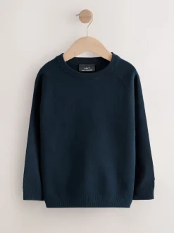 marine - Pull scolaire en maille à col rond (3-16ans)