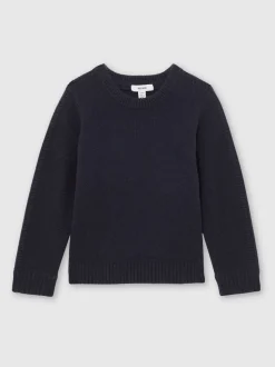 marine - Pulls Reiss Beech en laine mérinos mélangée à détails côtelés