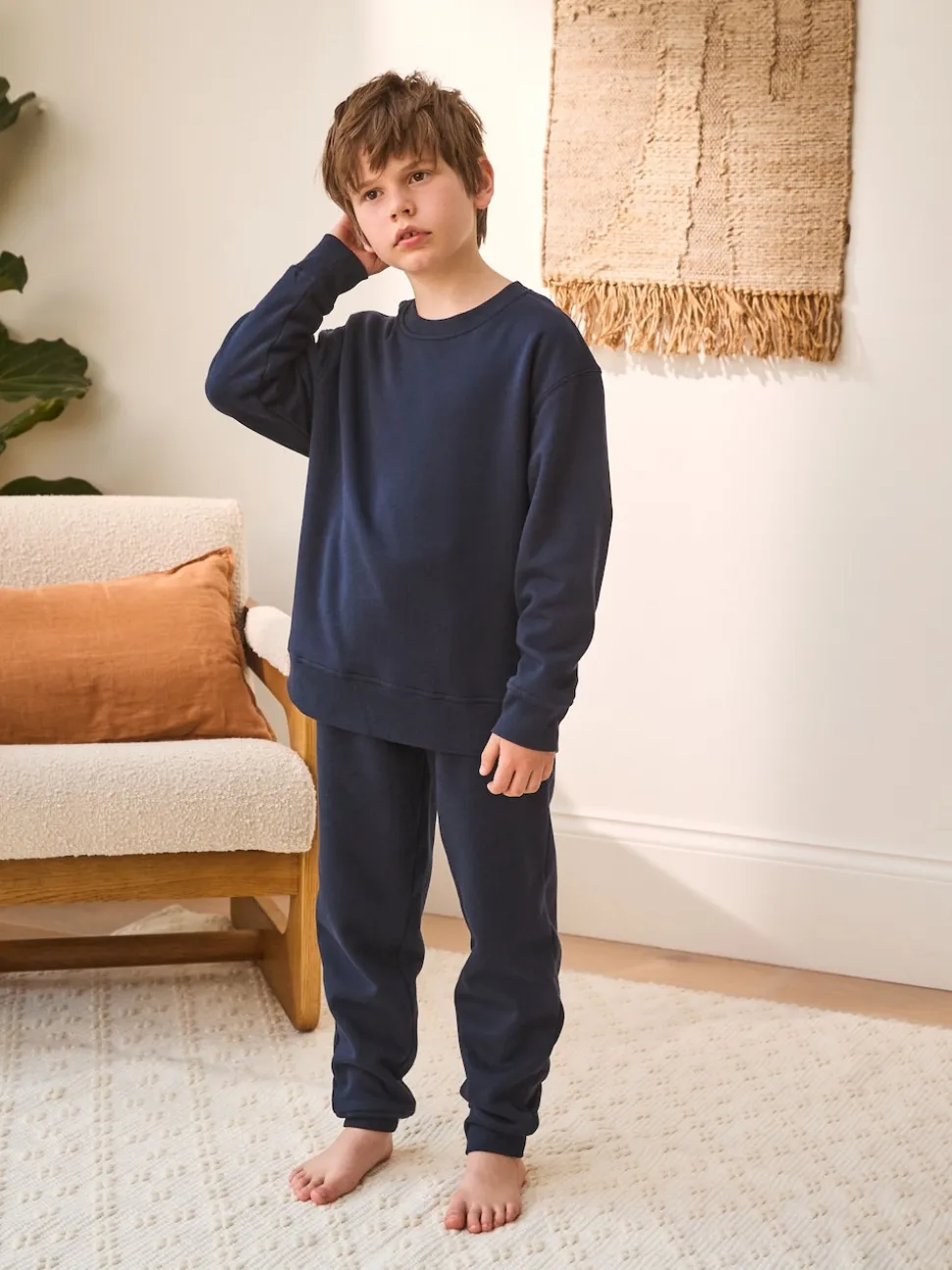marine - Pyjama simple en laine polaire (3-16yrs)