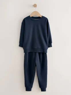 marine - Pyjama simple en laine polaire (3-16yrs)
