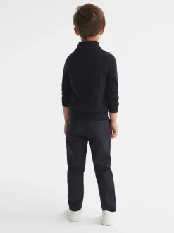 marine - Reiss Blackhall - Pull en laine mérinos à quart de glissière