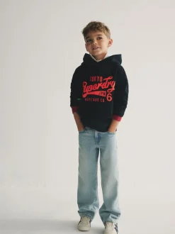 marine - Superdry Logo Sweat-shirt à capuche