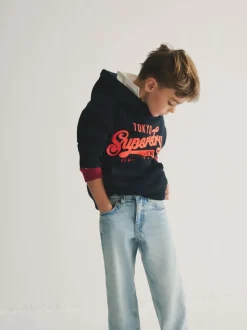 marine - Superdry Logo Sweat-shirt à capuche