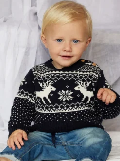 marine - The Little Tailor - Pull de Noël en forme de renne et de foire