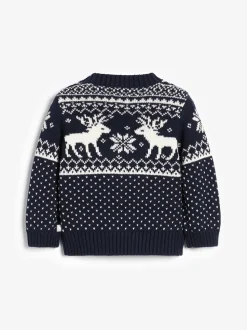 marine - The Little Tailor - Pull de Noël en forme de renne et de foire