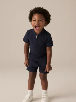 Marine Texturée - Ensemble polos et shorts de manches (3mois-7ans)