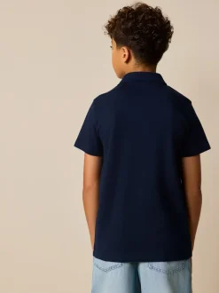 Marine/Blanc - Chemise en jersey à manches courtes à rayures verticales (3-16ans)