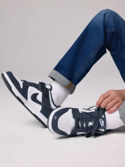 Marine/Blanc - Nike Youth Dunk Low Trainers