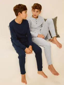 Marine/Gris - Lot de 2 pyjamas à manches longues (3-16ans)