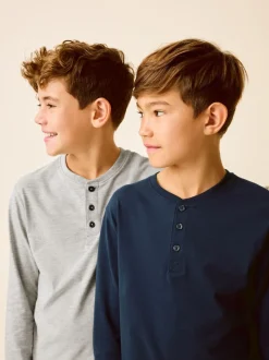 Marine/Gris - Lot de 2 pyjamas à manches longues (3-16ans)