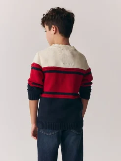 Marine/Rouge - Pull Superdry en maille