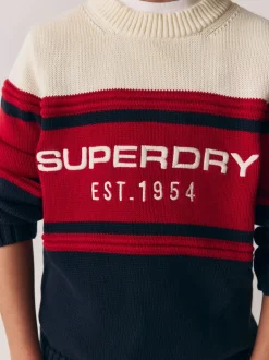 Marine/Rouge - Pull Superdry en maille