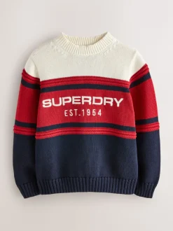 Marine/Rouge - Pull Superdry en maille