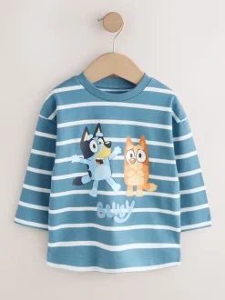 Marine/White Stripe - T-shirt Bluey à manches longues (6mois-8ans)