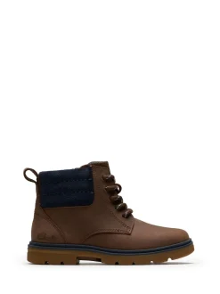 Marron - Bottes Clarks Lorcm Trail en cuir pour garçon