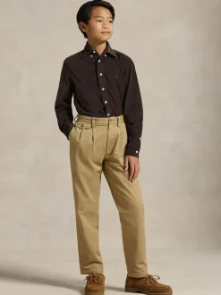 Marron - Chemise Polo Ralph Lauren garçon en velours côtelé