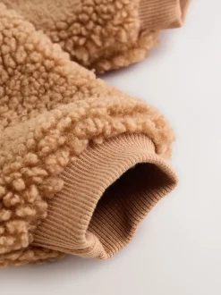 Marron - Combinaison bébé à capuche en peau de mouton