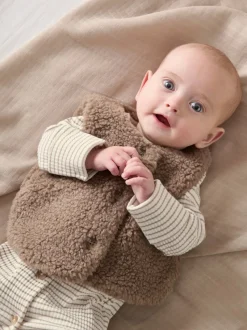 Marron - Ensemble Mamas & Papas combinaison de nuit marron rayé avec veste sans manches